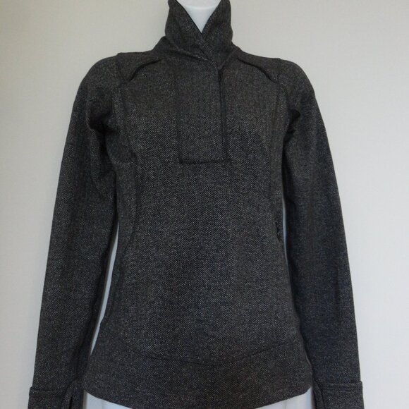 NWT LULULEMON HHBB/BLK Herringbone Black Ultra Soft Think Fast Pullover LS Top 4 - Picture 1 of 7